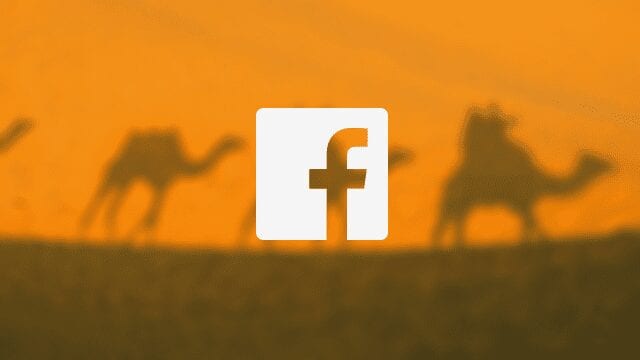 Poust a velbloudi a logo Facebook